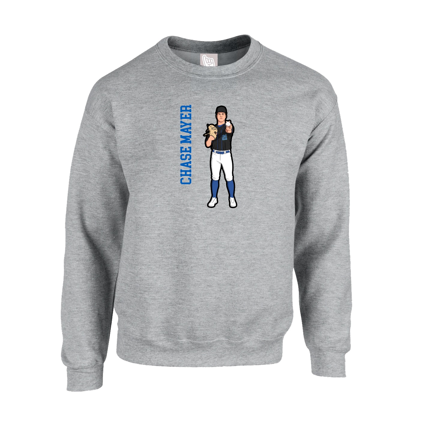 Fleece Crew — Name Vertical in Grey