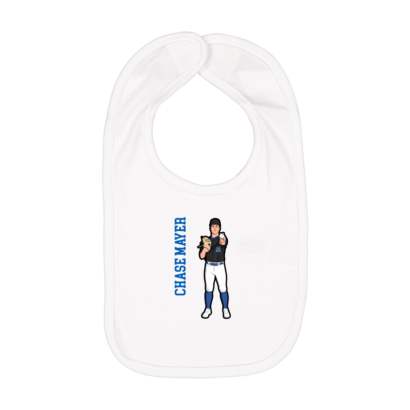 Infant Bib — Name Vertical in White