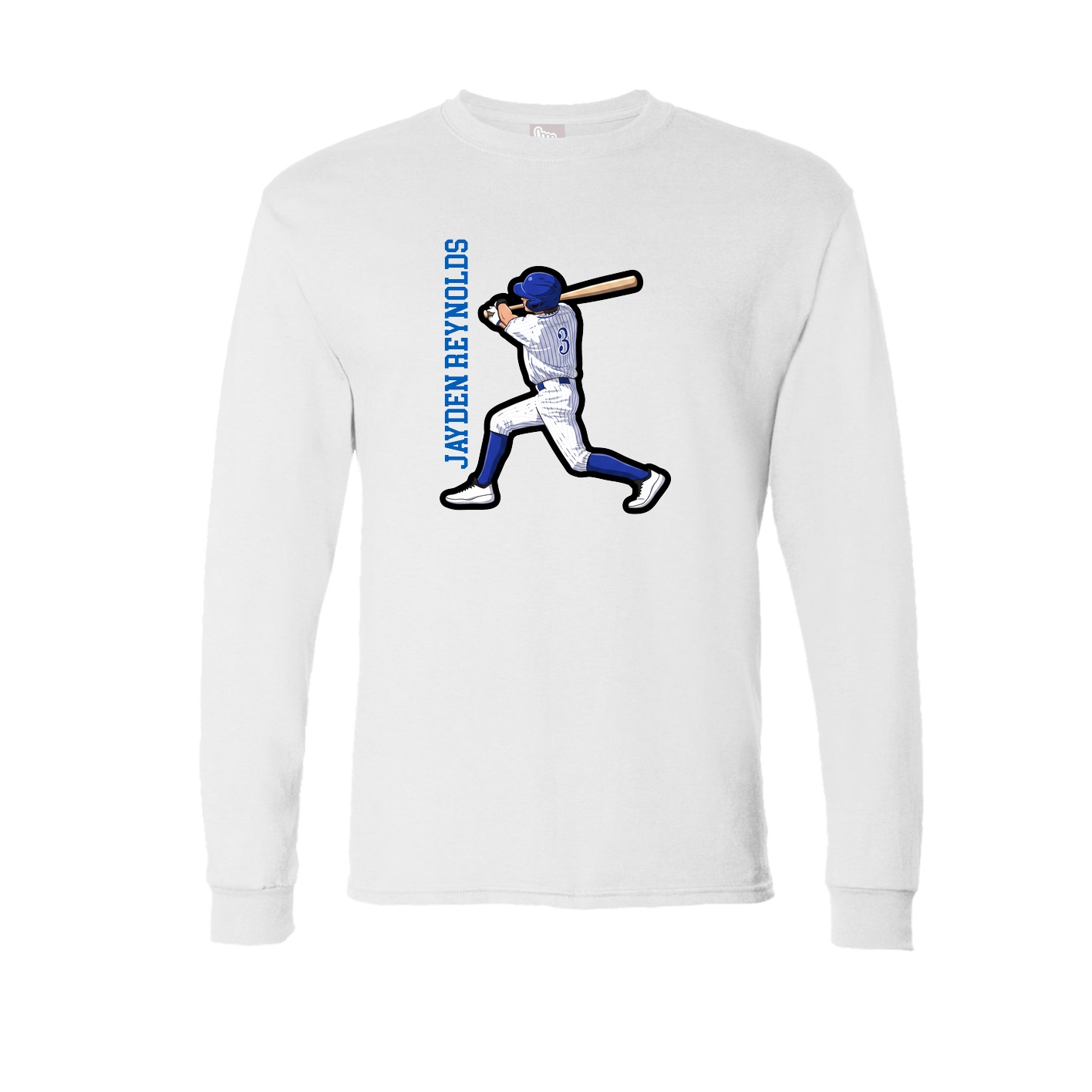 Long Sleeve Tee — Name Vertical in White