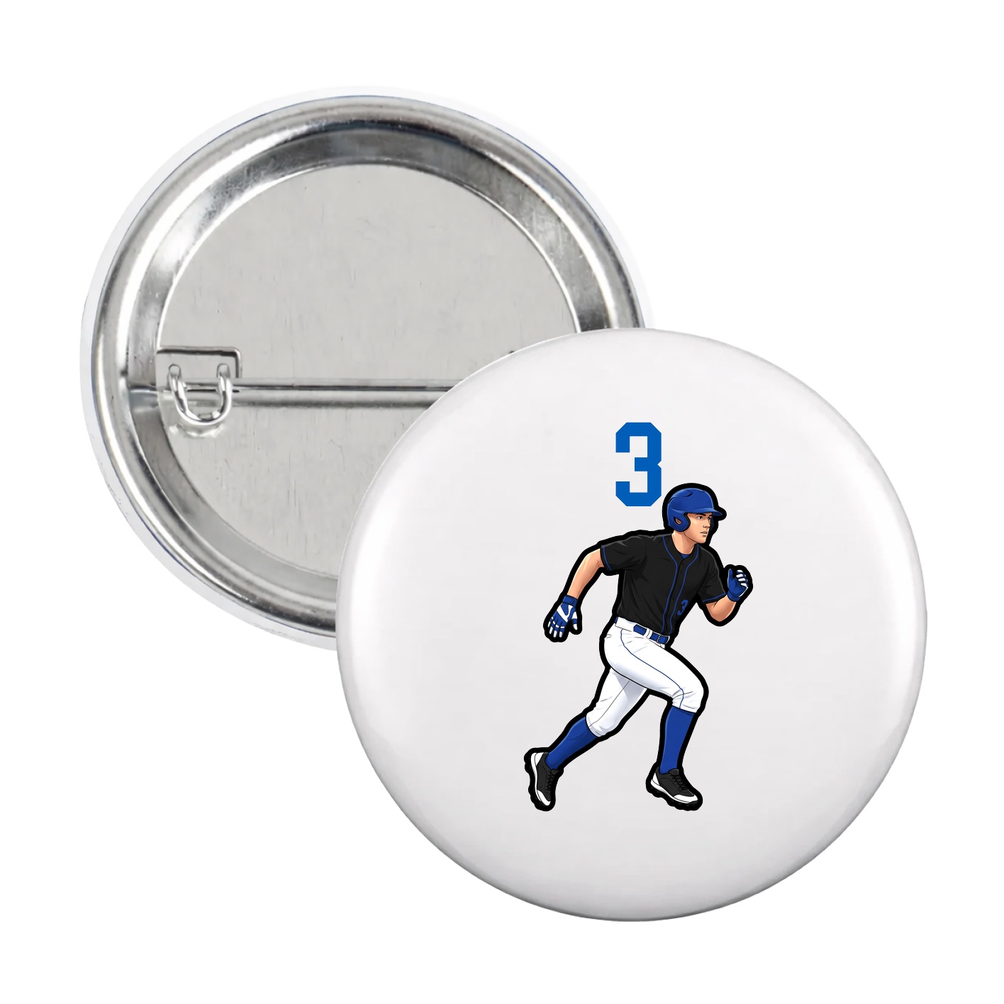 Game Day Button — Number Top in White
