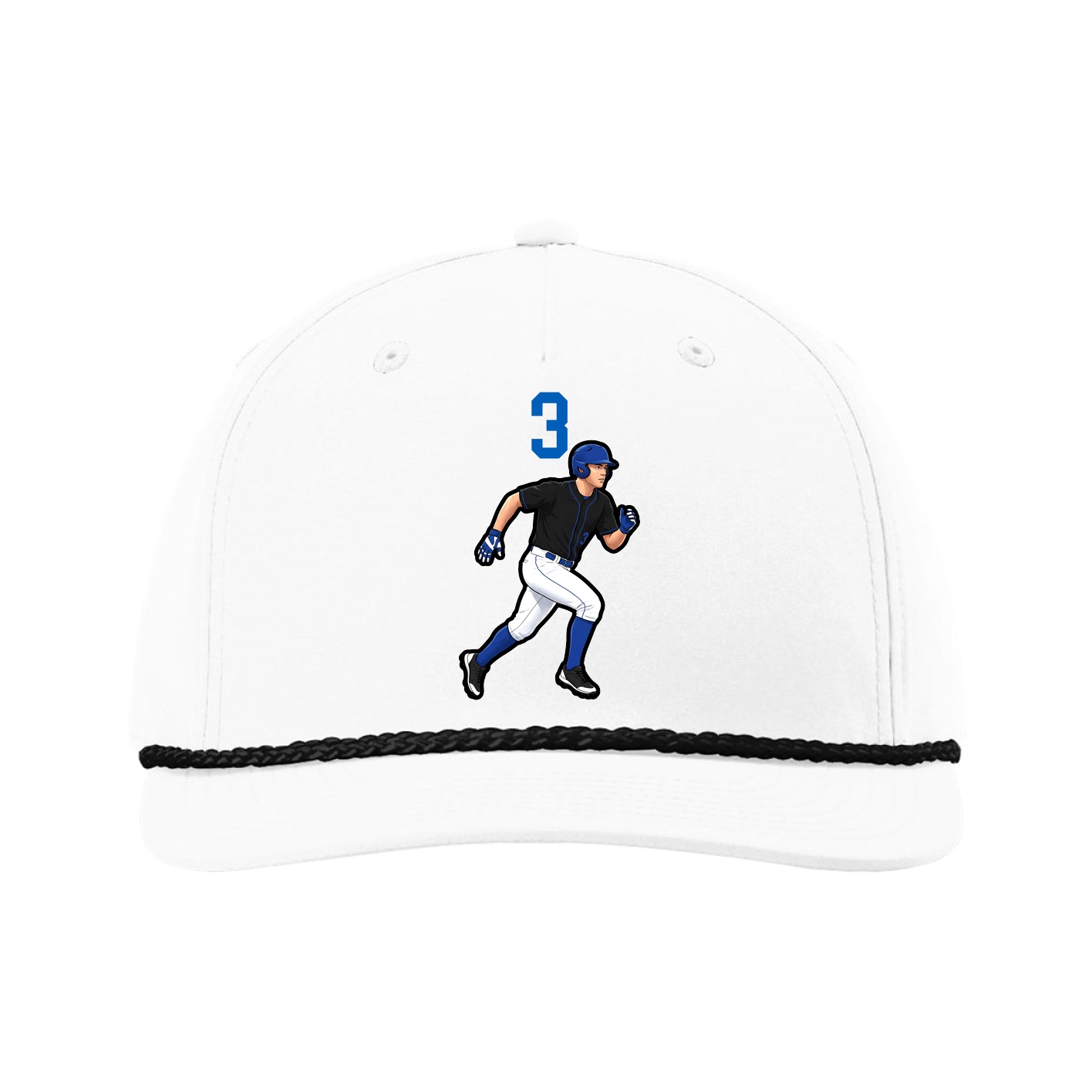 Five-Panel Classic Rope Cap — Number Top in White