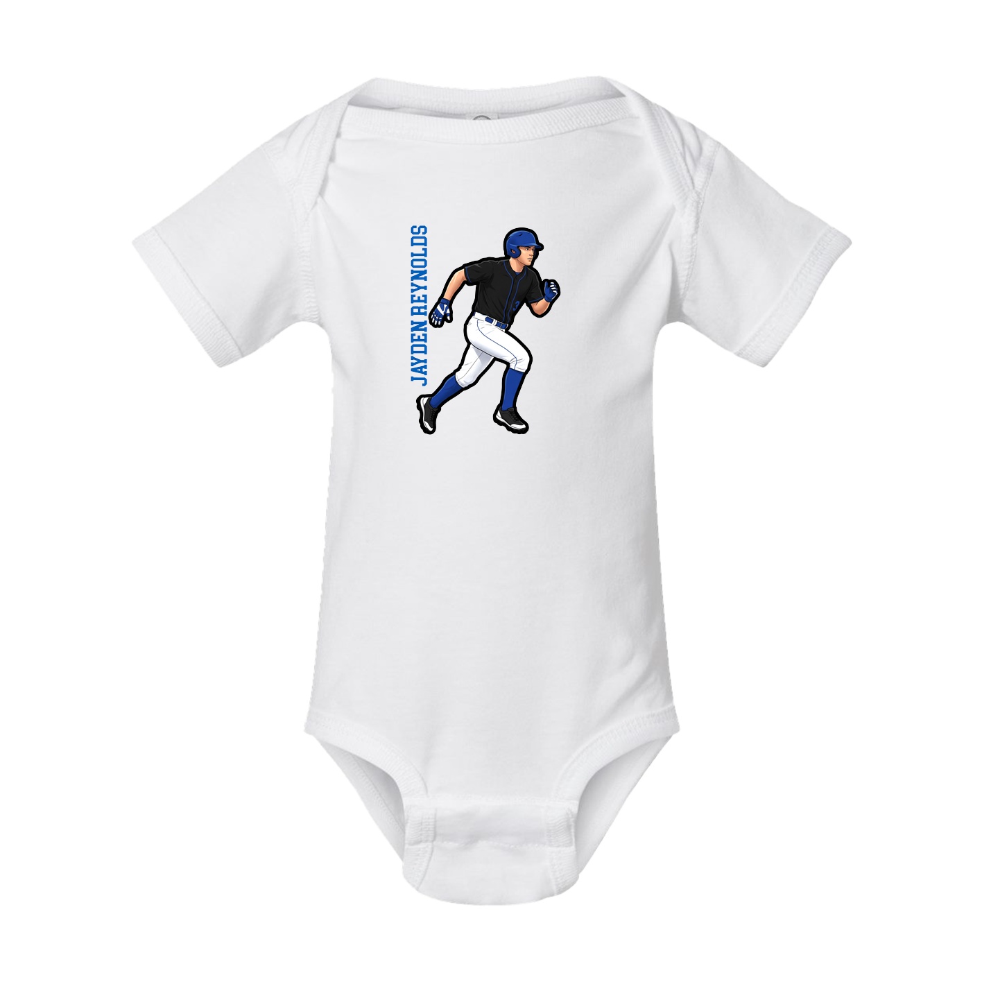 Baby Onesie — Name Vertical in White
