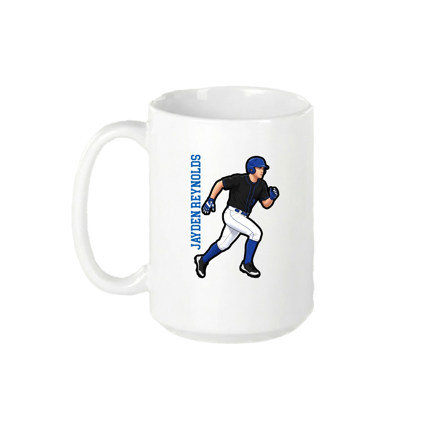 15oz Coffee Mug — Name Vertical in White