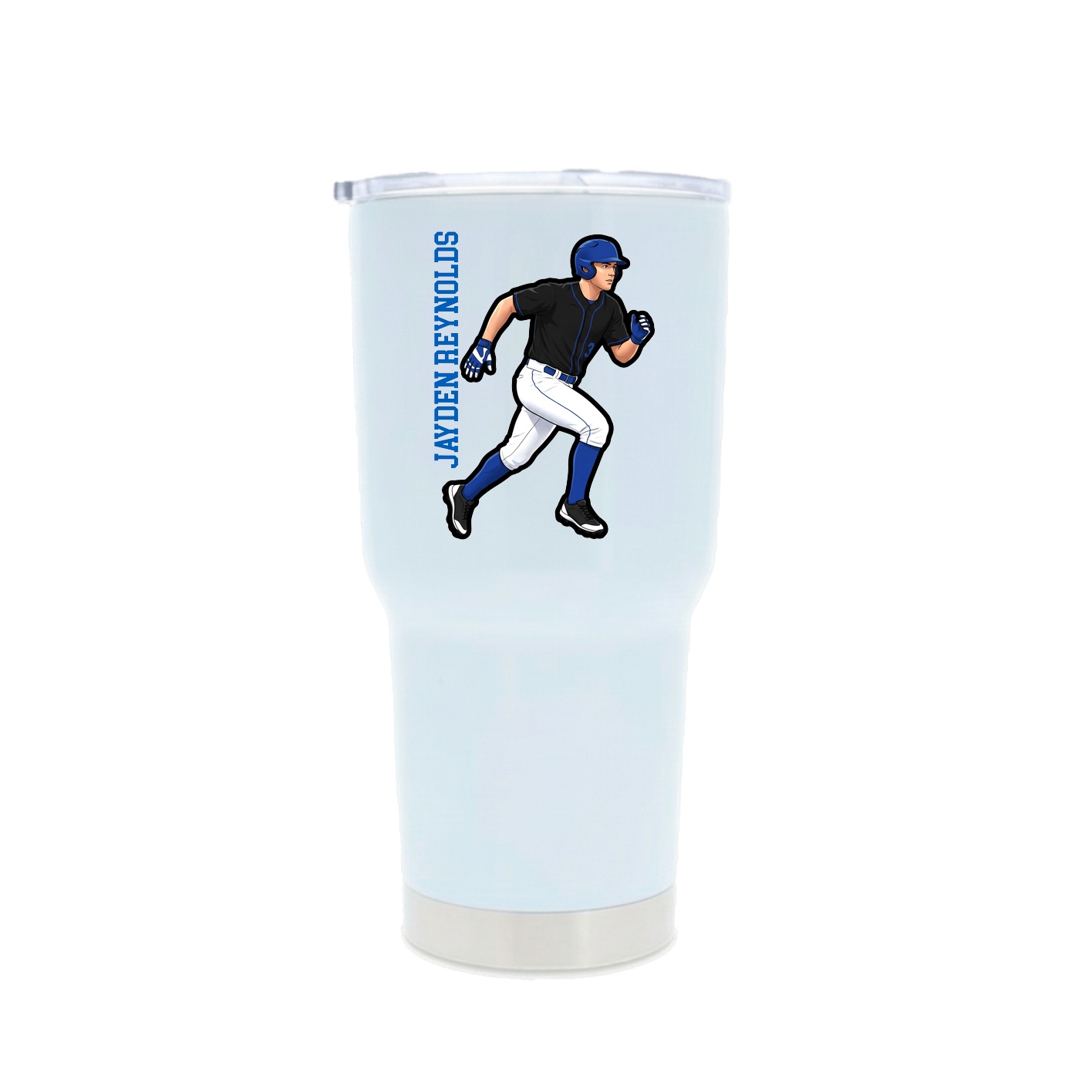 30oz Stainless Steel Tumbler — Name Vertical in White