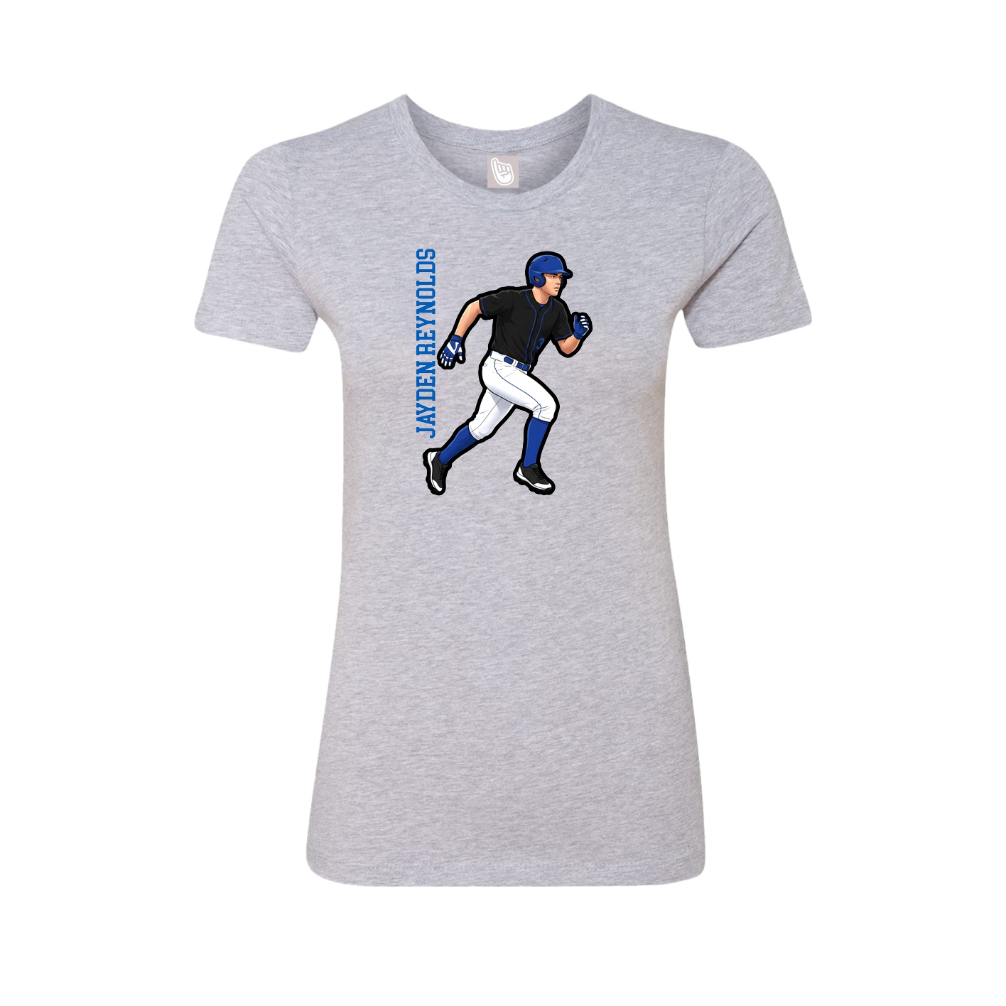 Fitted Women's Tee — Name Vertical in Grey