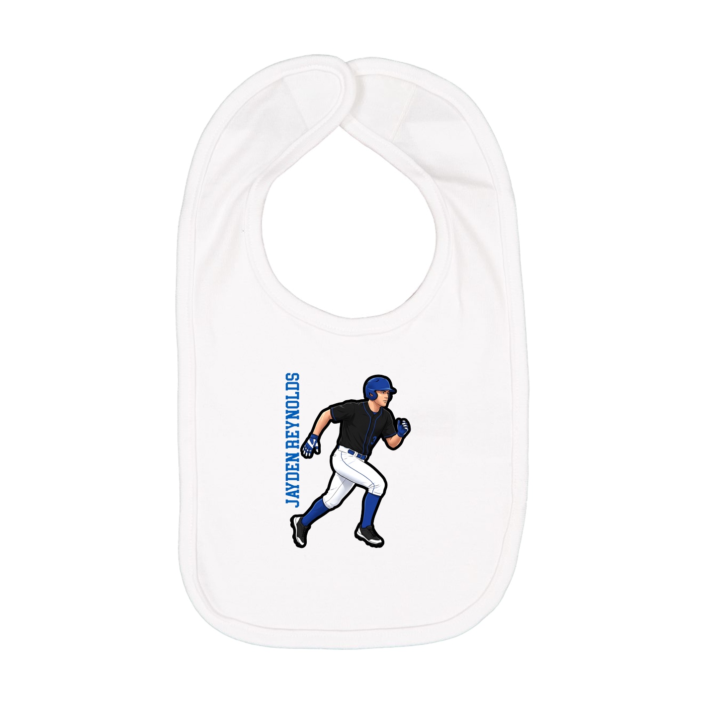 Infant Bib — Name Vertical in White