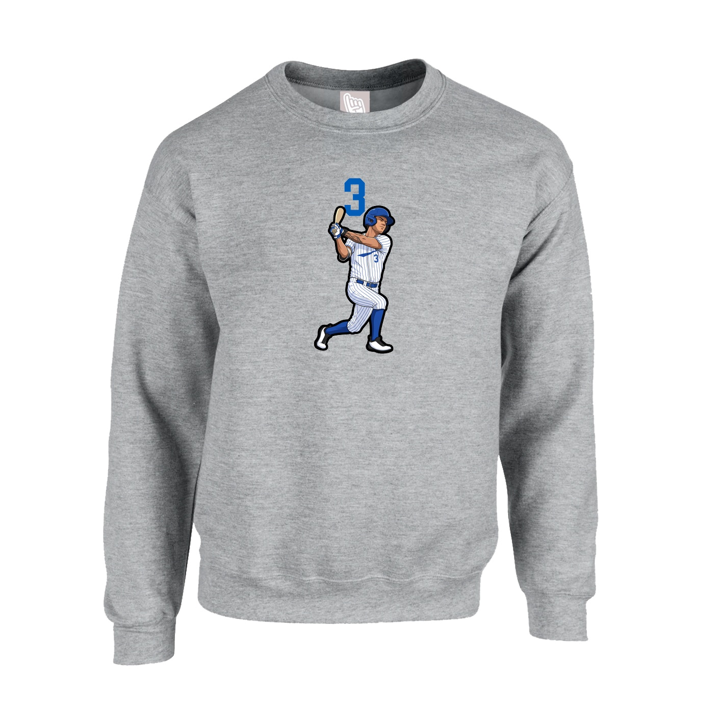 Fleece Crew — Number Top in Grey