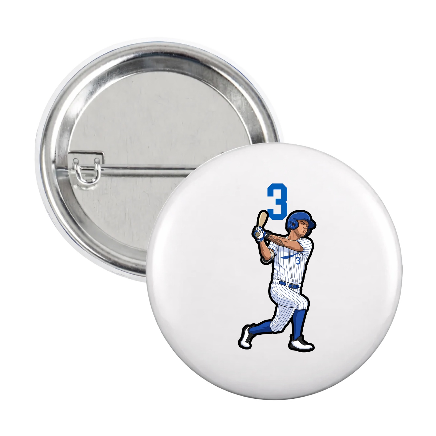 Game Day Button — Number Top in White