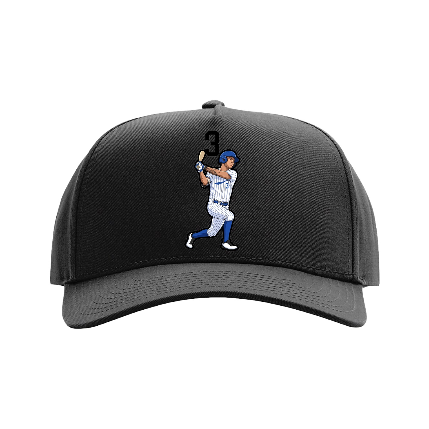 Full Fabric Five-Panel Champ Cap — Number Top in Black
