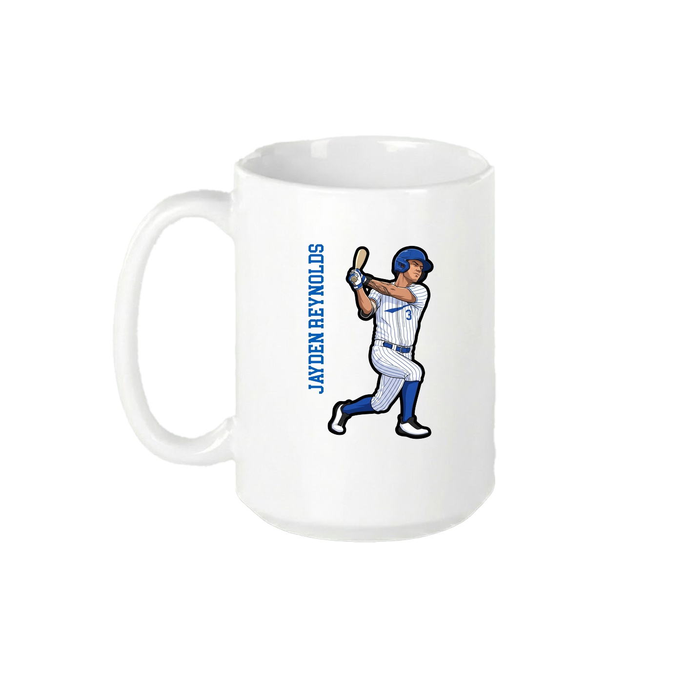 15oz Coffee Mug — Name Vertical in White