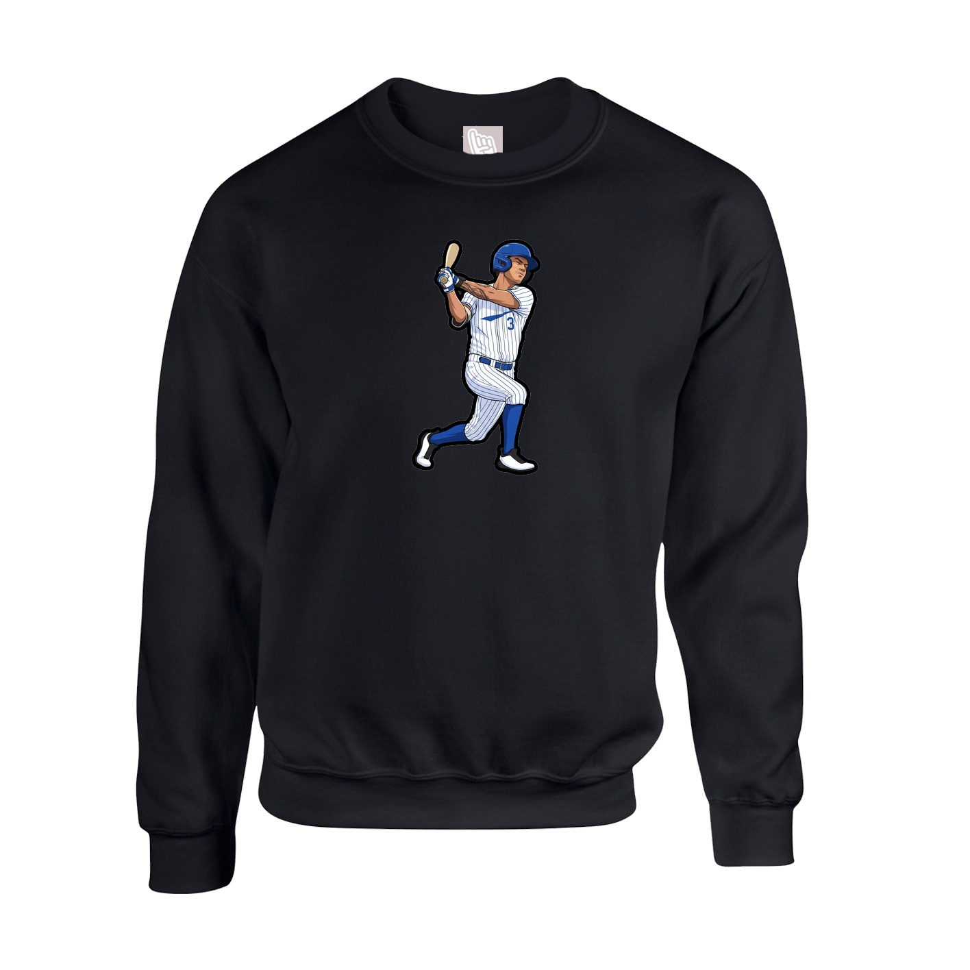Fleece Crew — Name Vertical in Black