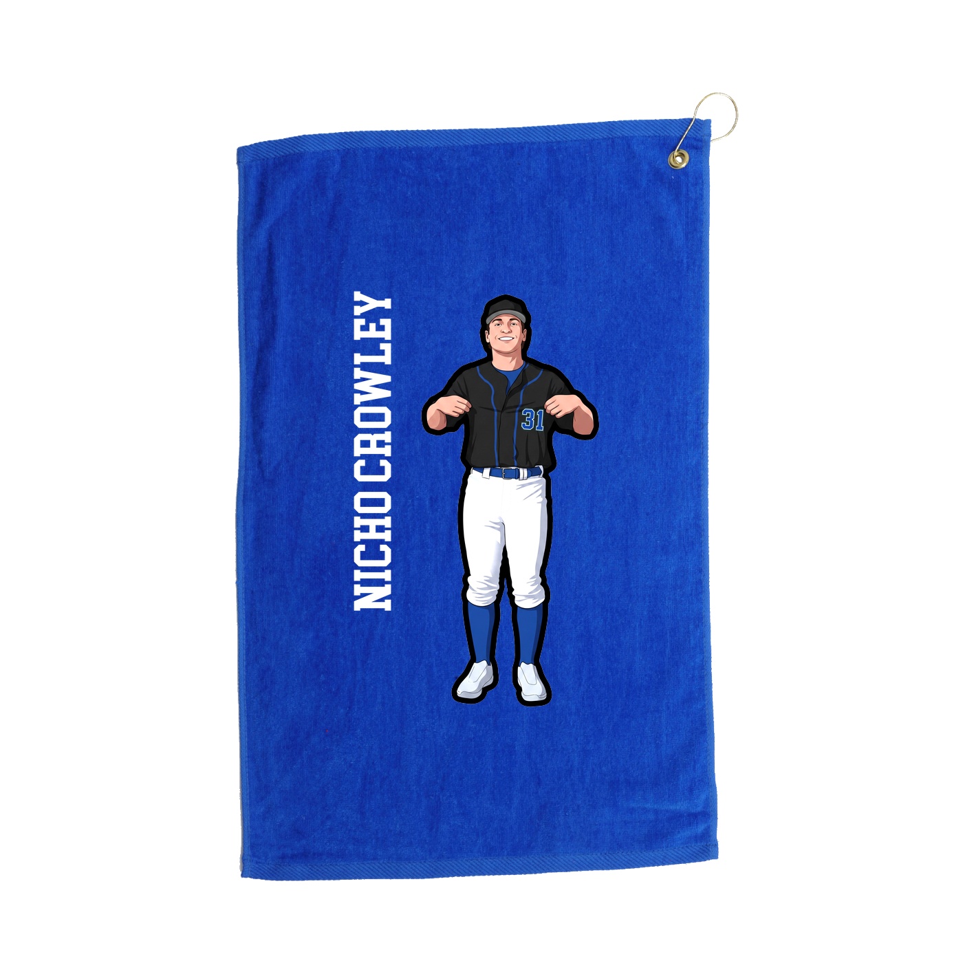 Golf Towel — Name Vertical in Royal