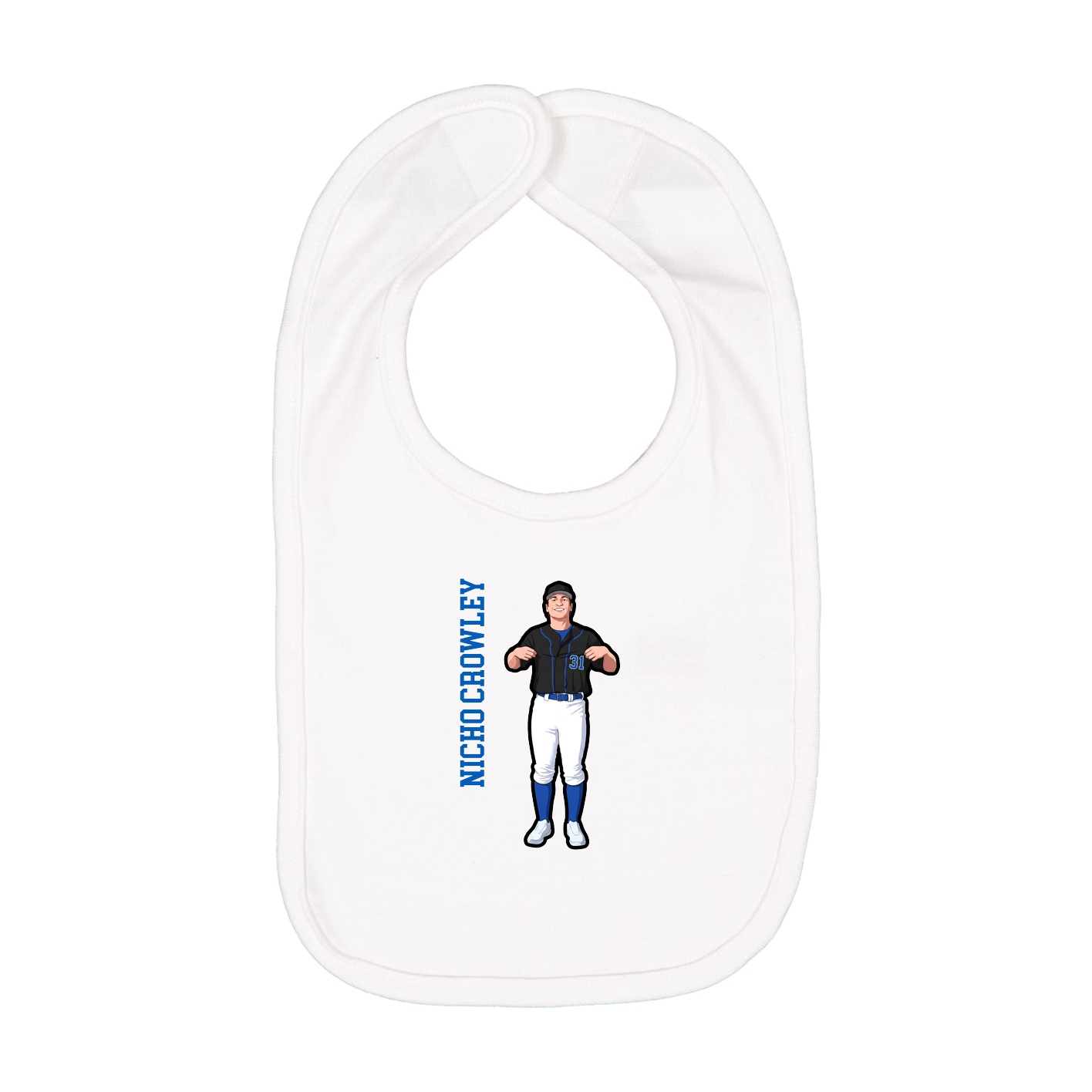 Infant Bib — Name Vertical in White