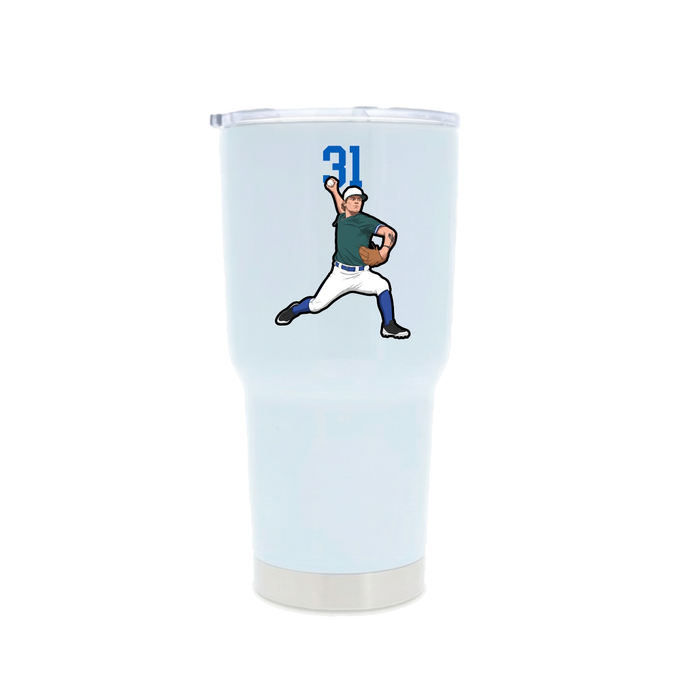 30oz Stainless Steel Tumbler — Number Top in White