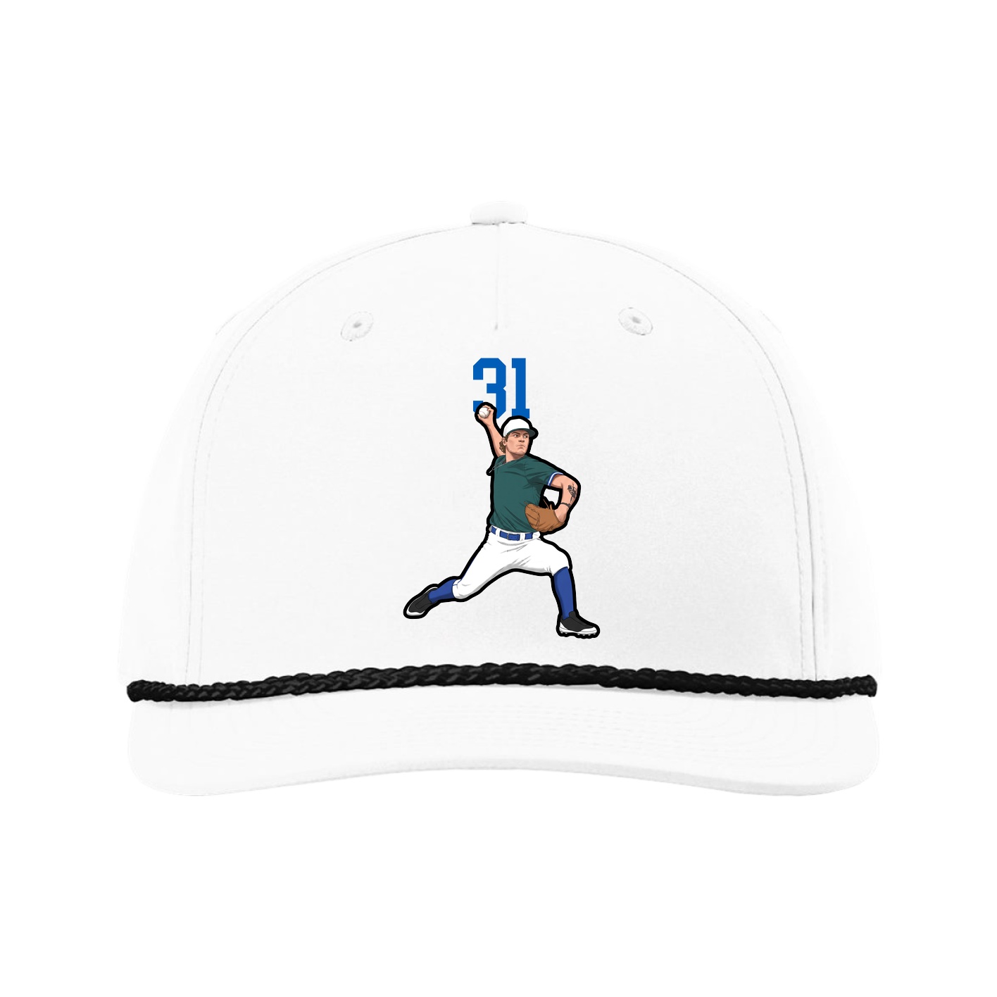 Five-Panel Classic Rope Cap — Number Top in White