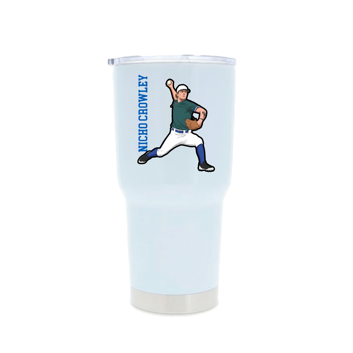 30oz Stainless Steel Tumbler — Name Vertical in White