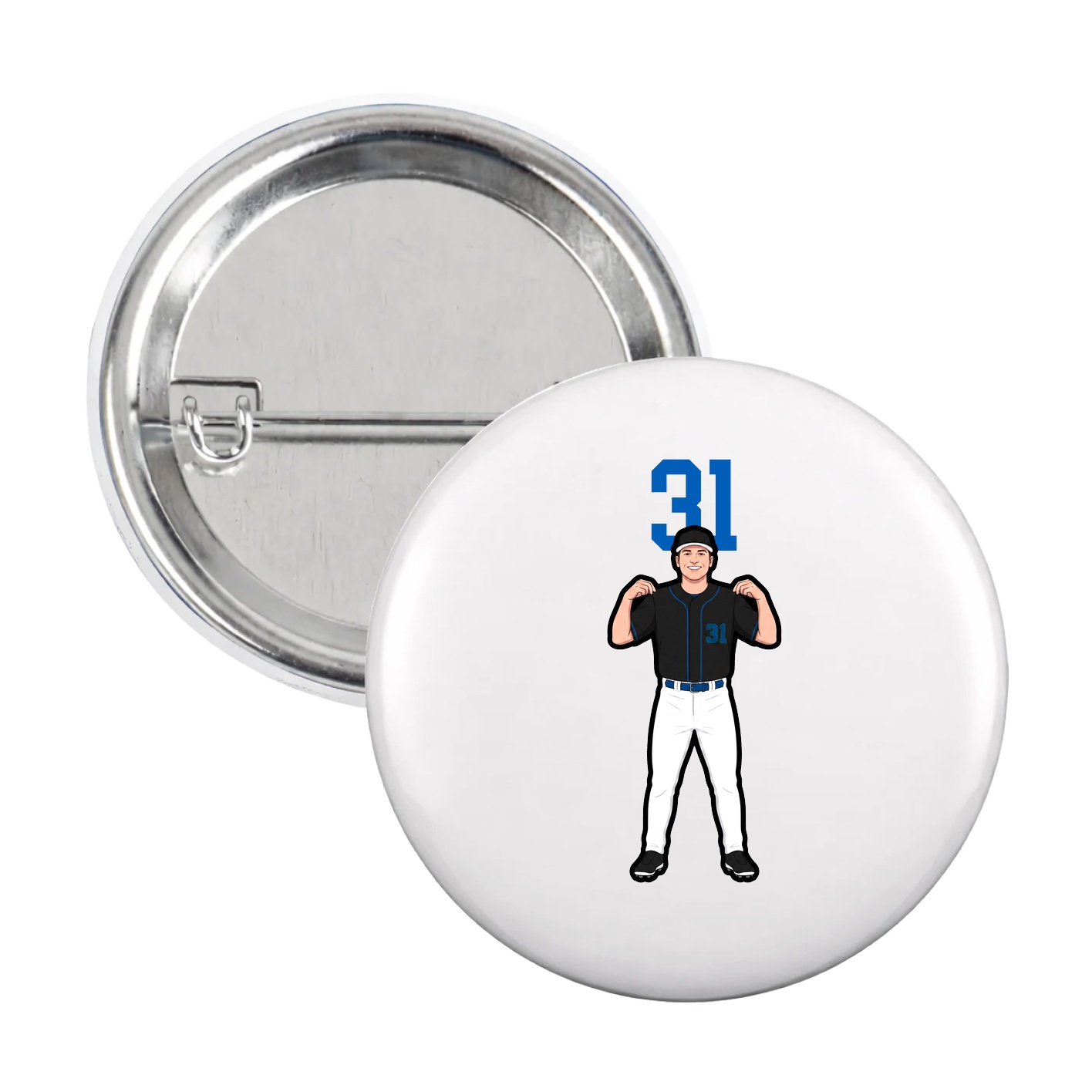 Game Day Button — Number Top in White