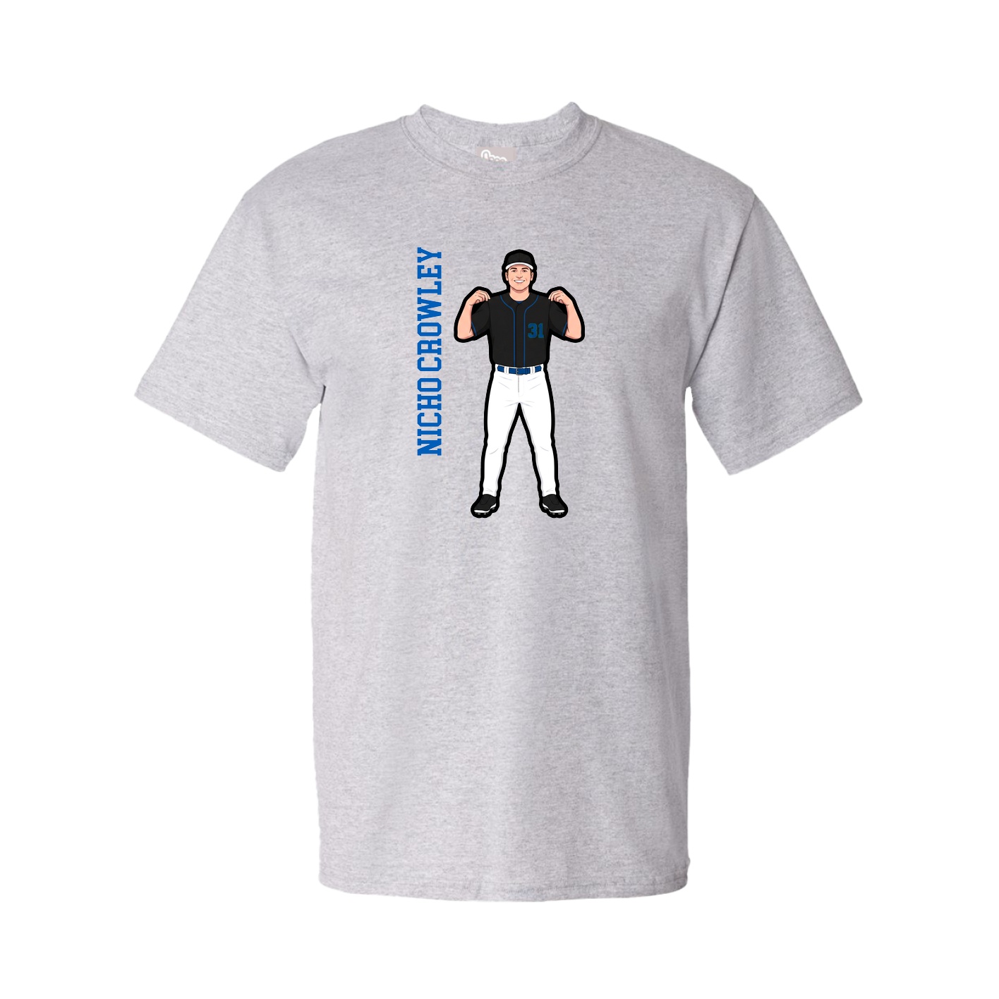 Tee — Name Vertical in Grey