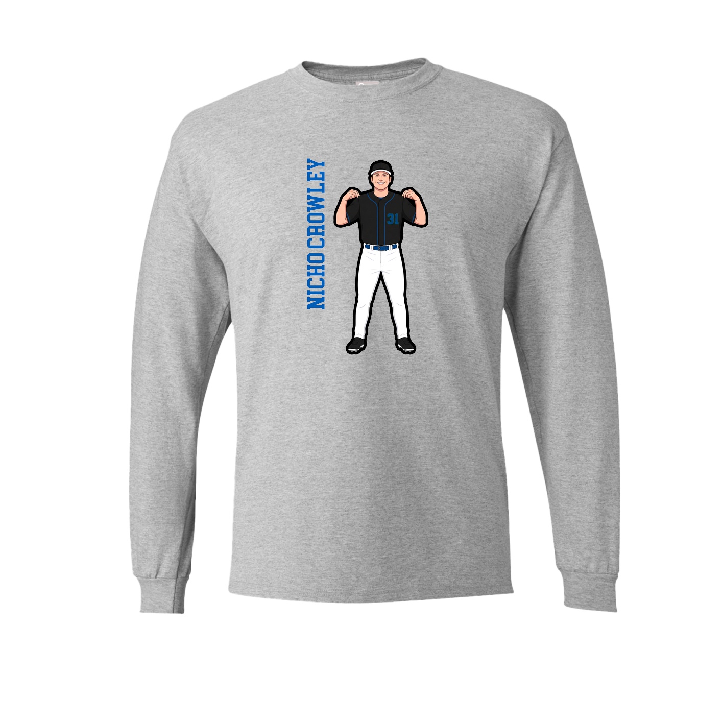Long Sleeve Tee — Name Vertical in Grey