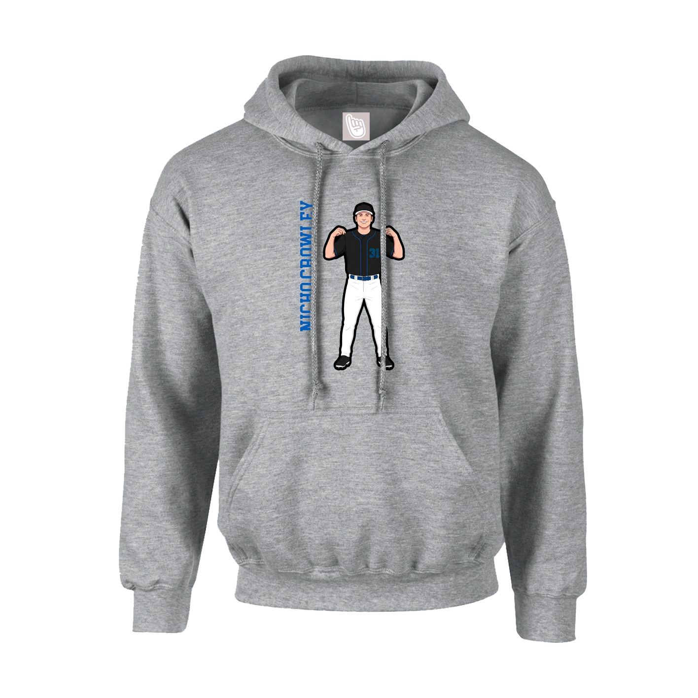 Hoodie — Name Vertical in Grey