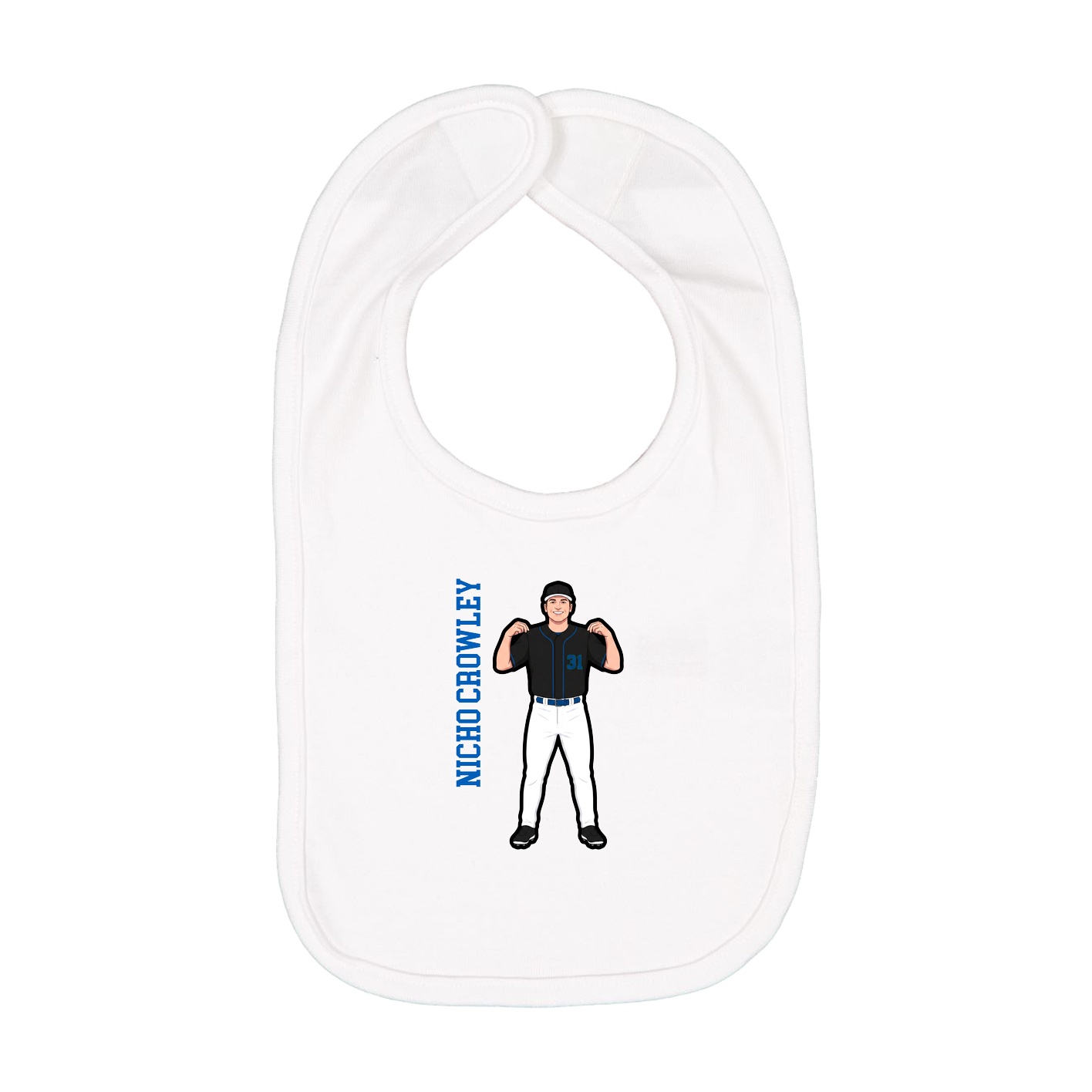 Infant Bib — Name Vertical in White