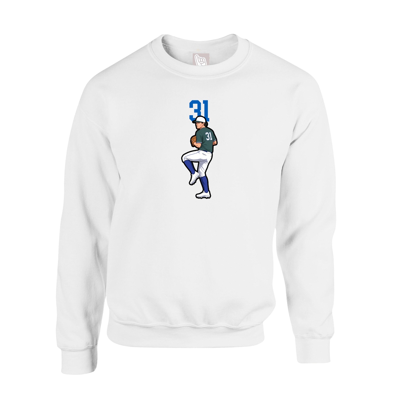 Fleece Crew — Number Top in White