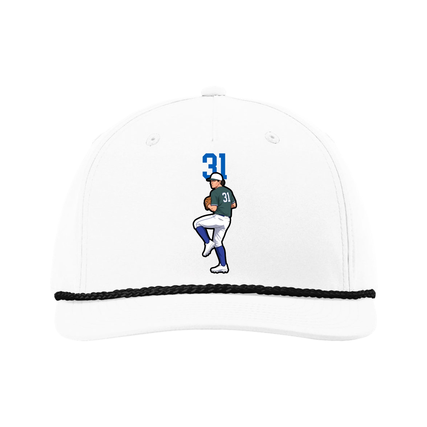 Five-Panel Classic Rope Cap — Number Top in White