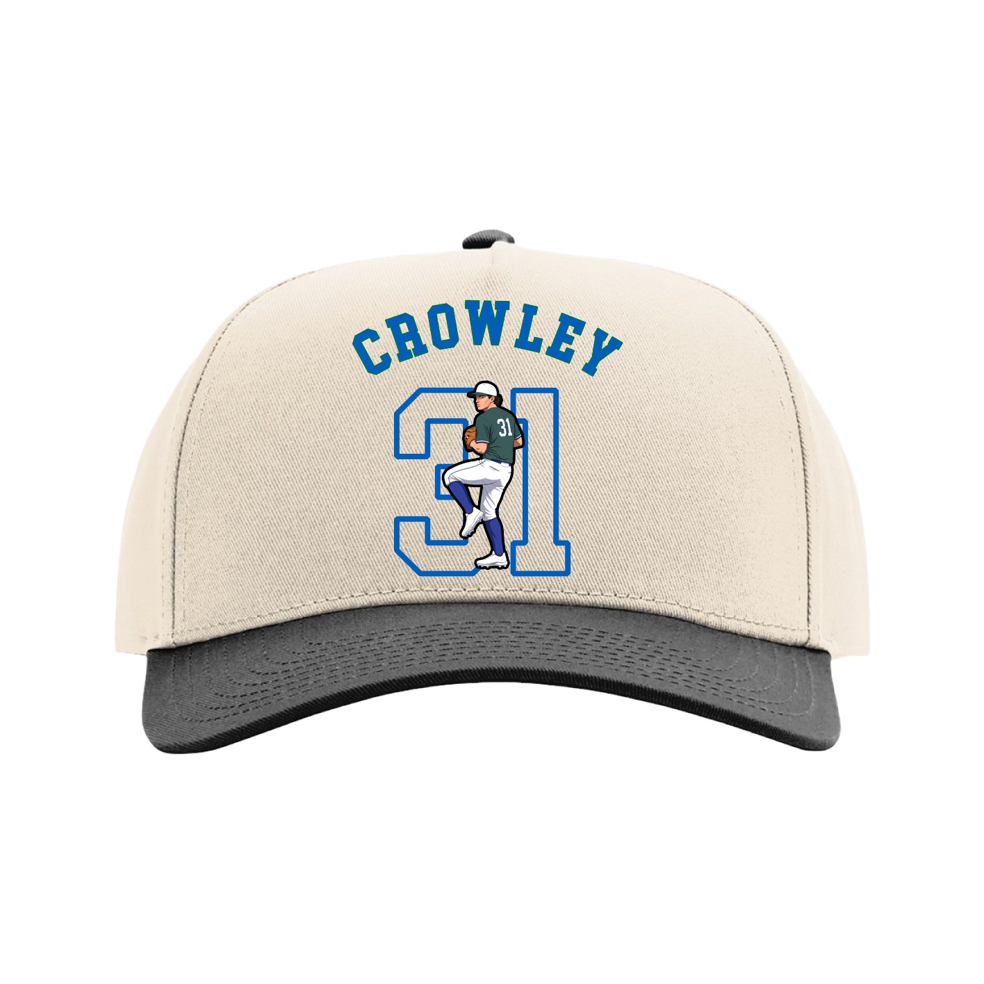 Full Fabric Five-Panel Champ Cap — Shirsey Arch in Cream/Black