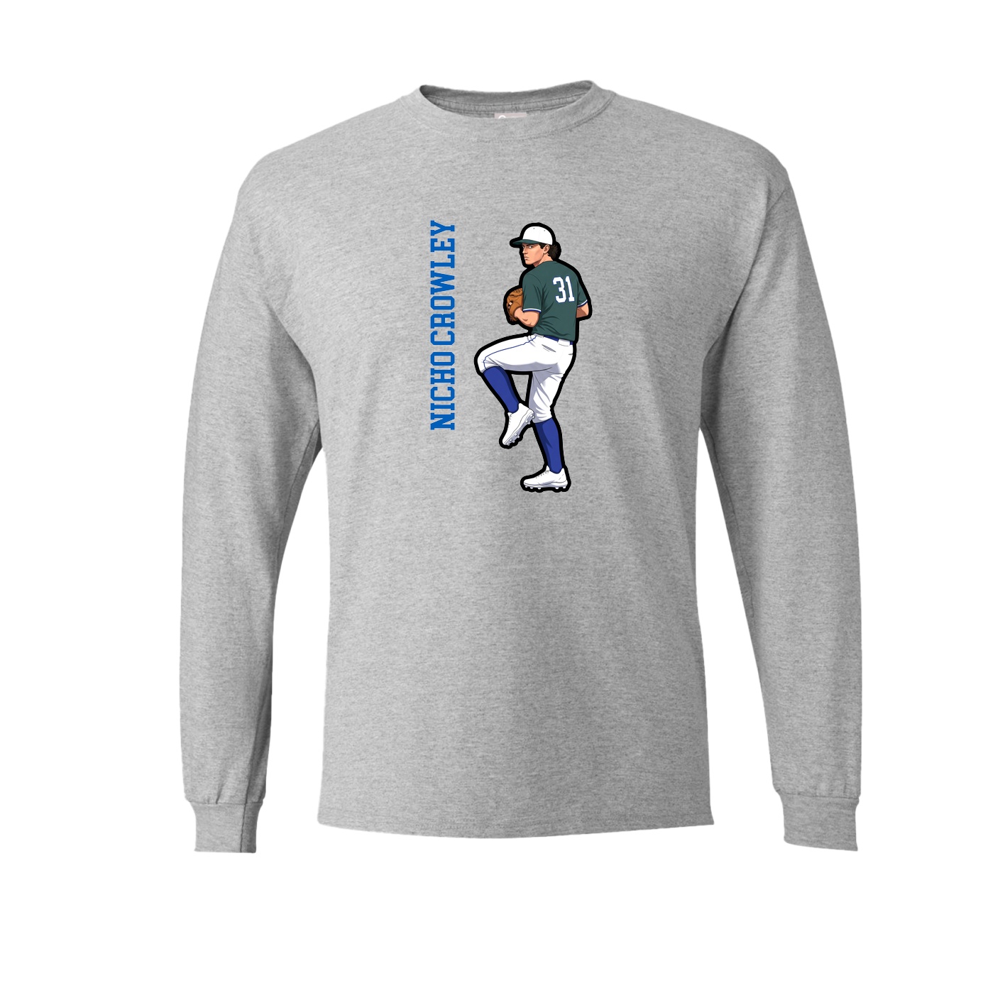 Long Sleeve Tee — Name Vertical in Grey