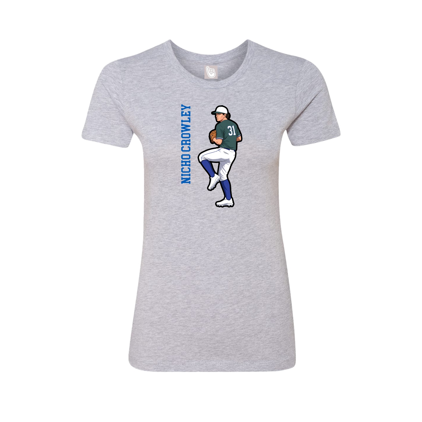 Womens Tee — Name Vertical in Grey