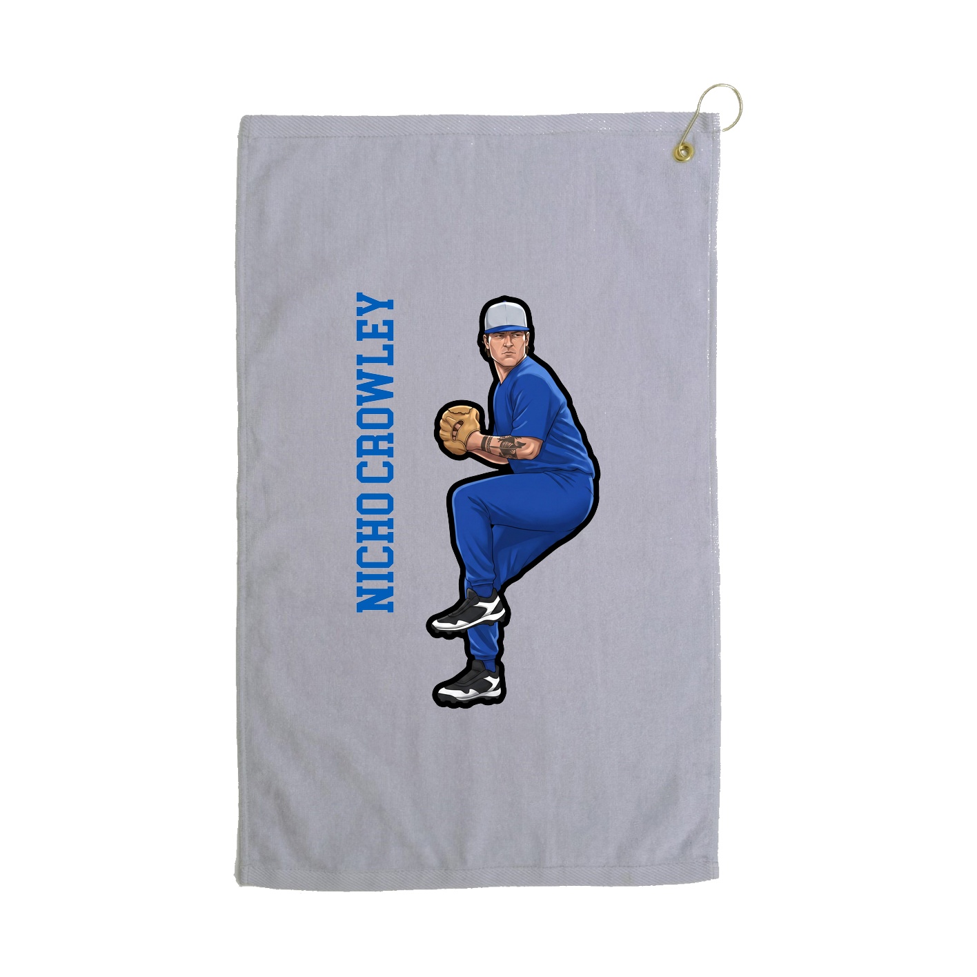 Golf Towel — Name Vertical in Grey