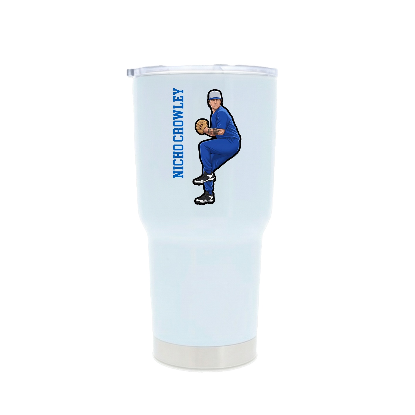 30oz Stainless Steel Tumbler — Name Vertical in White