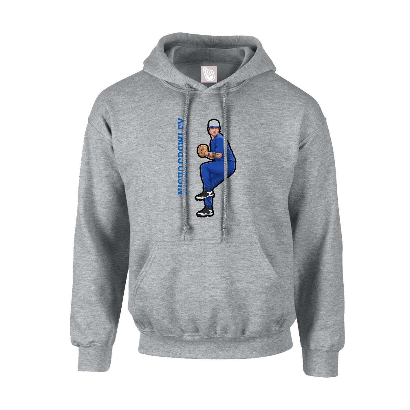 Hoodie — Name Vertical in Grey
