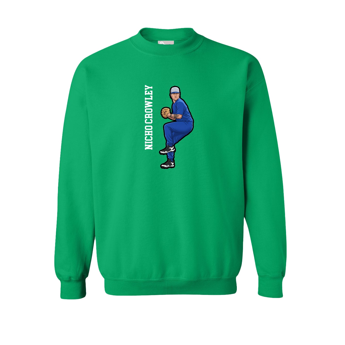 Fleece Crew — Name Vertical in Green