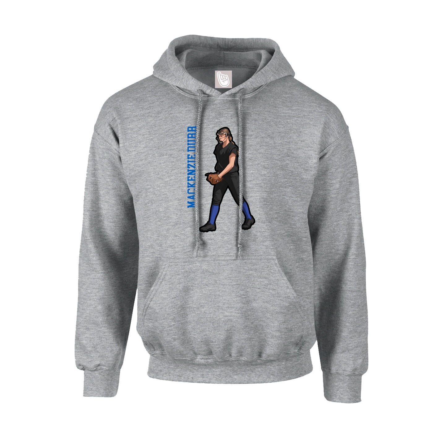 Youth Hoodie — Name Vertical in Grey