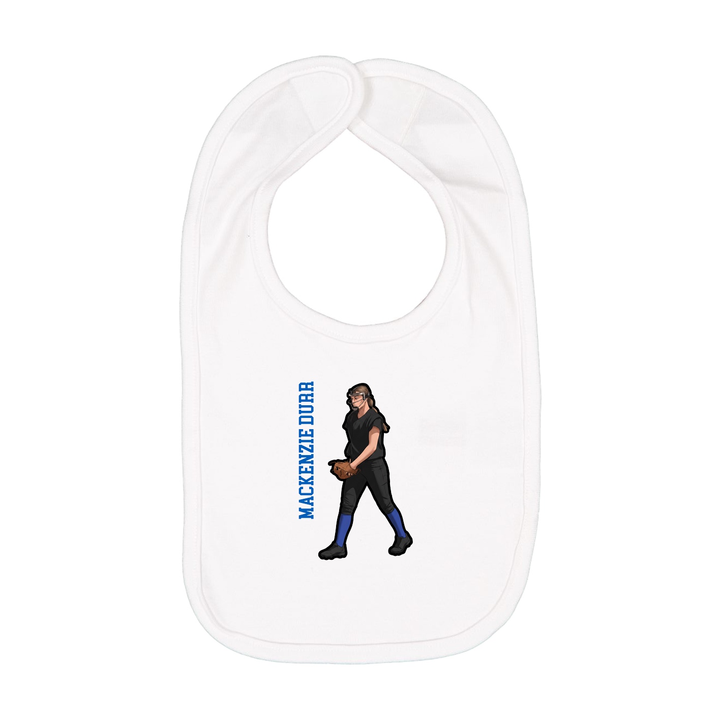 Infant Bib — Name Vertical in White