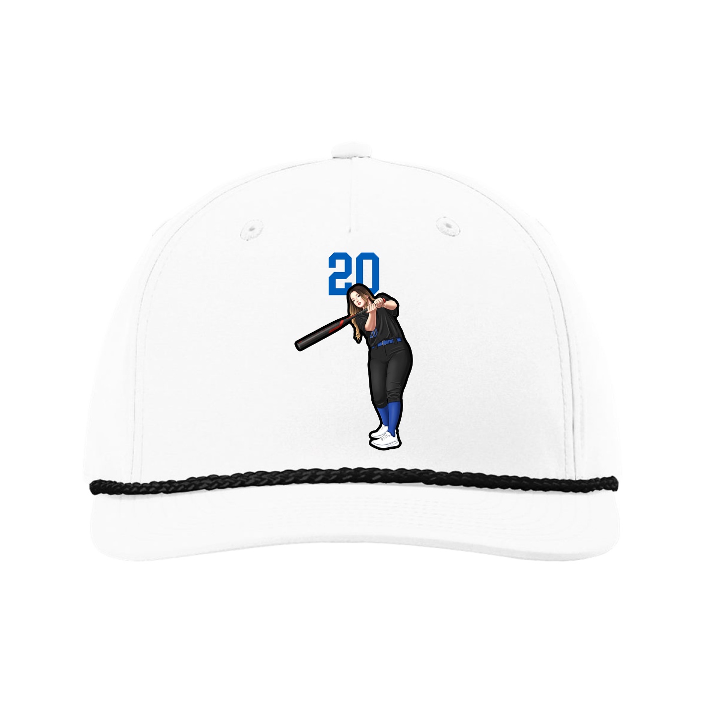 Five-Panel Classic Rope Cap — Number Top in White