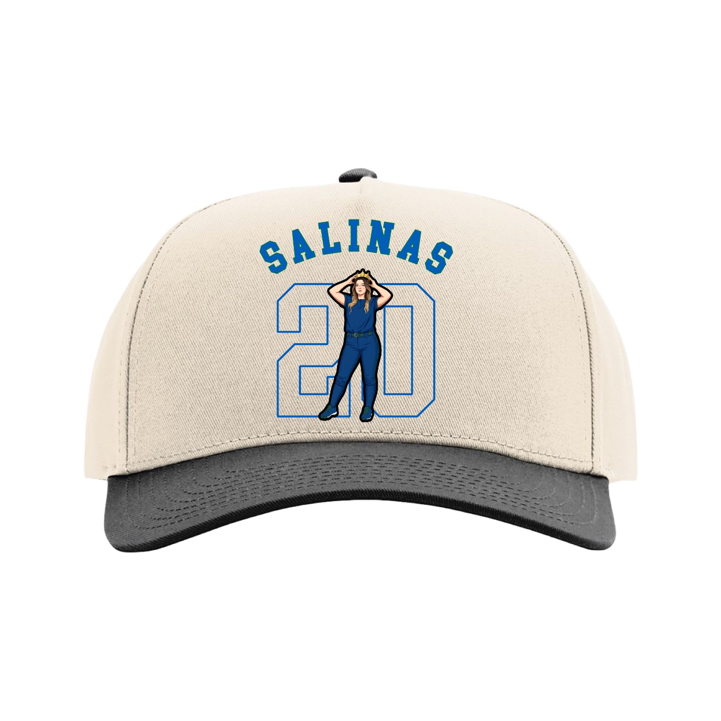Full Fabric Five-Panel Champ Cap — Shirsey Arch in Cream/Black