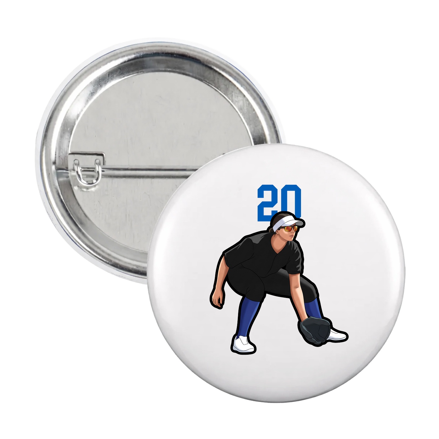 Game Day Button — Number Top in White