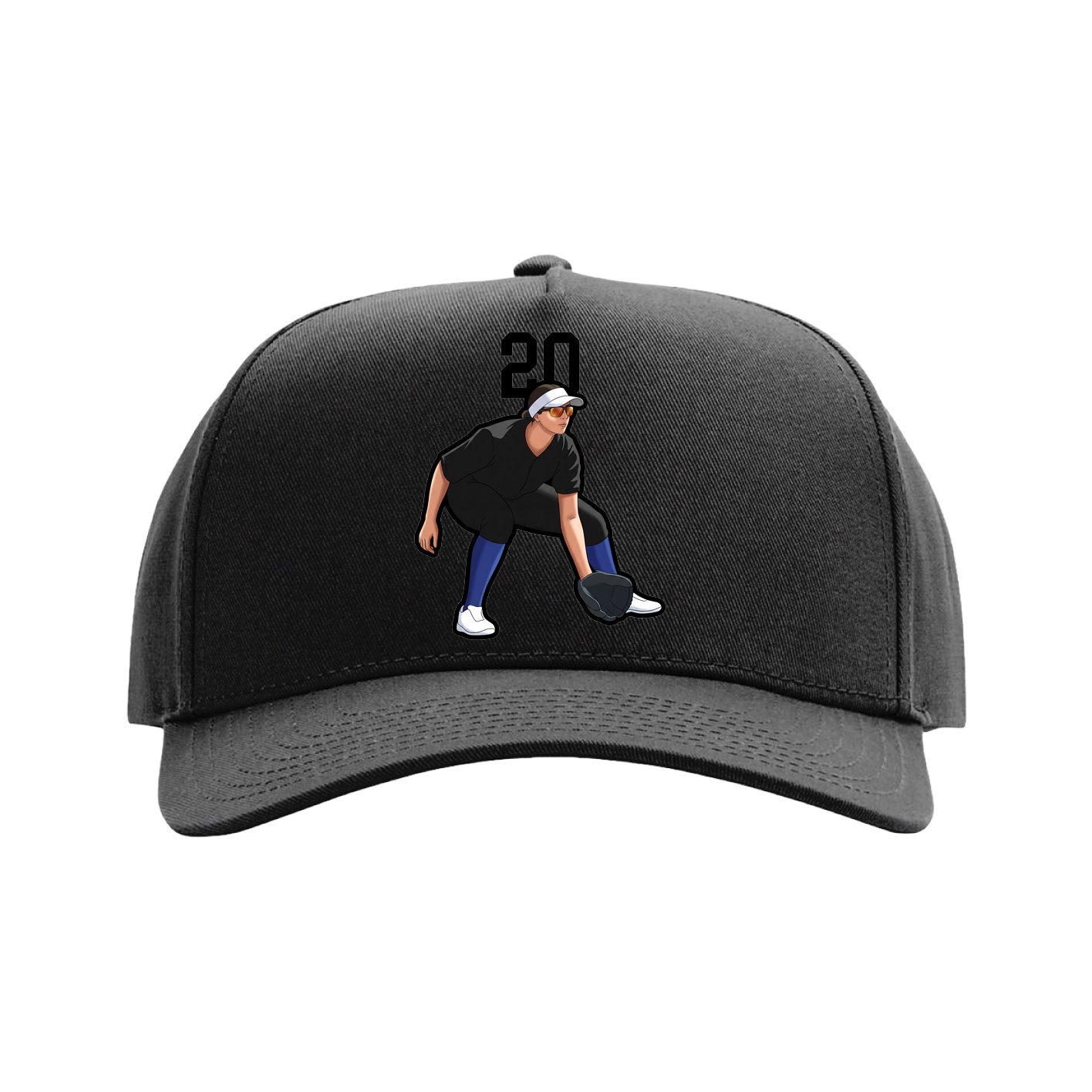 Full Fabric Five-Panel Champ Cap — Number Top in Black