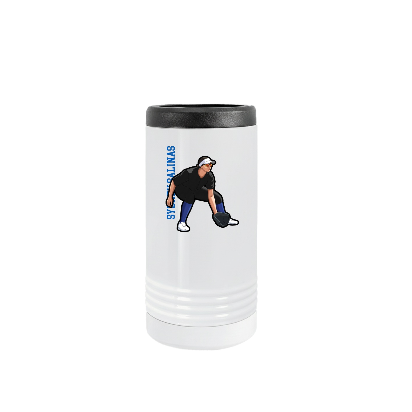 Slim Beverage Holder — Name Vertical in White