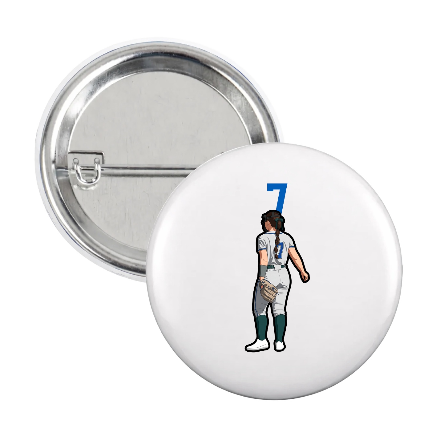 Game Day Button — Number Top in White