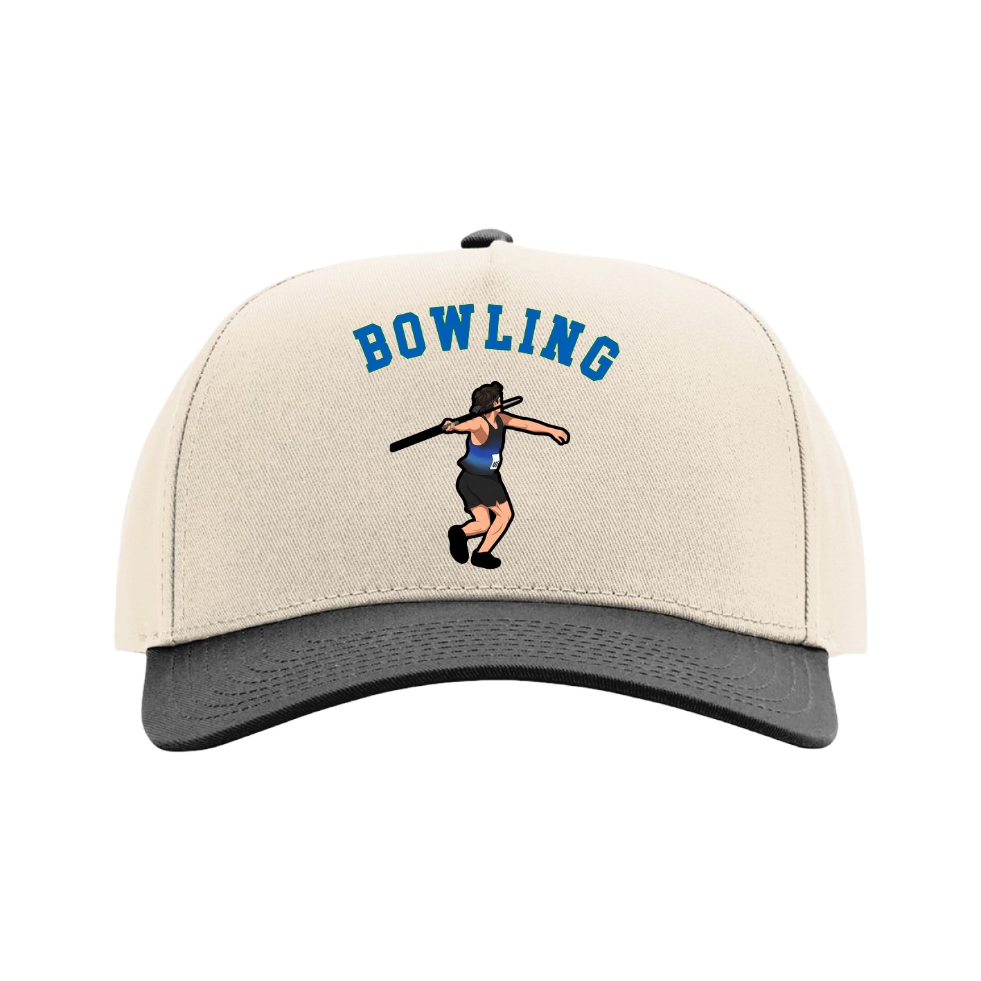 Full Fabric Five-Panel Champ Cap — Shirsey Arch in Cream/Black