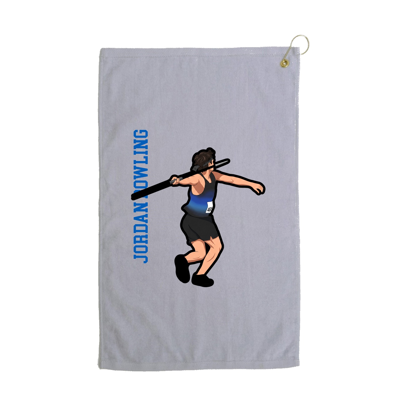 Golf Towel — Name Vertical in Grey