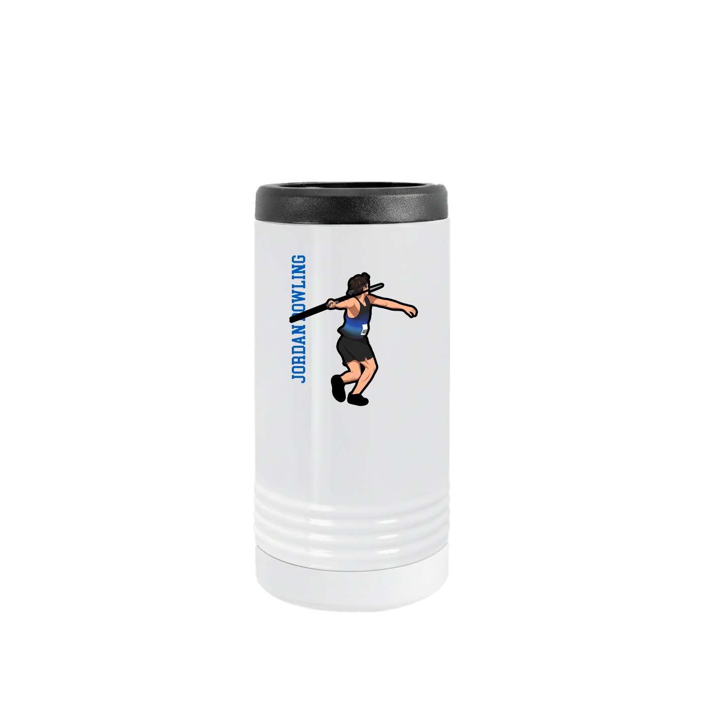 Slim Beverage Holder — Name Vertical in White