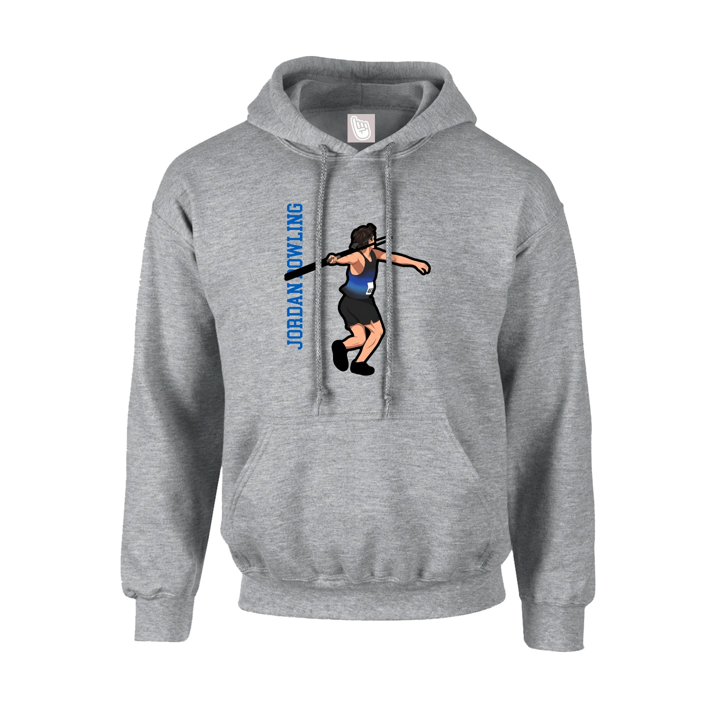 Hoodie — Name Vertical in Grey