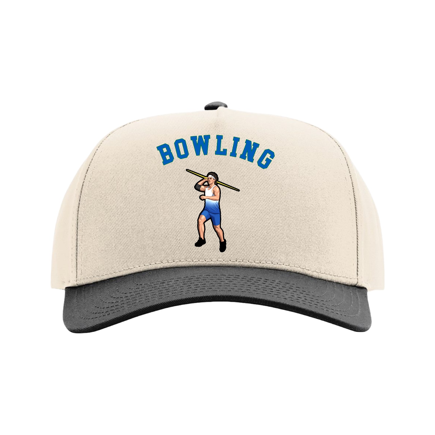 Full Fabric Five-Panel Champ Cap — Shirsey Arch in Cream/Black