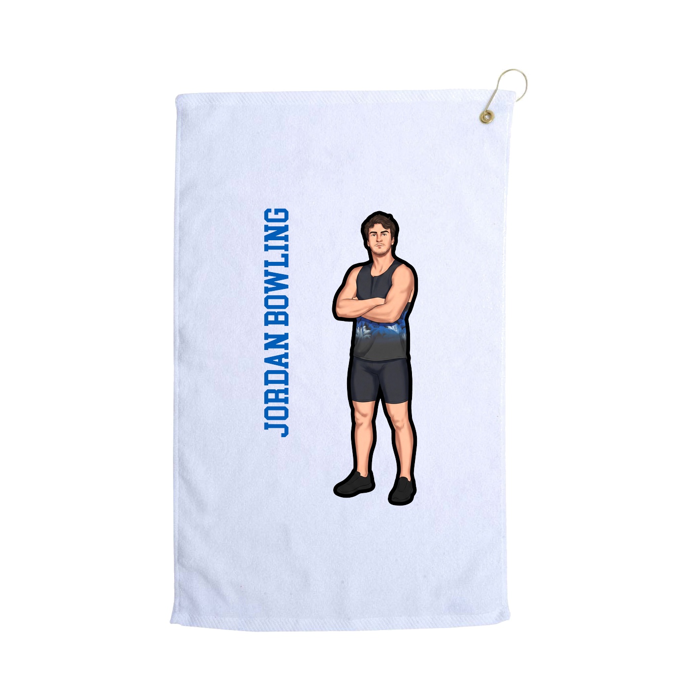 Golf Towel — Name Vertical in White