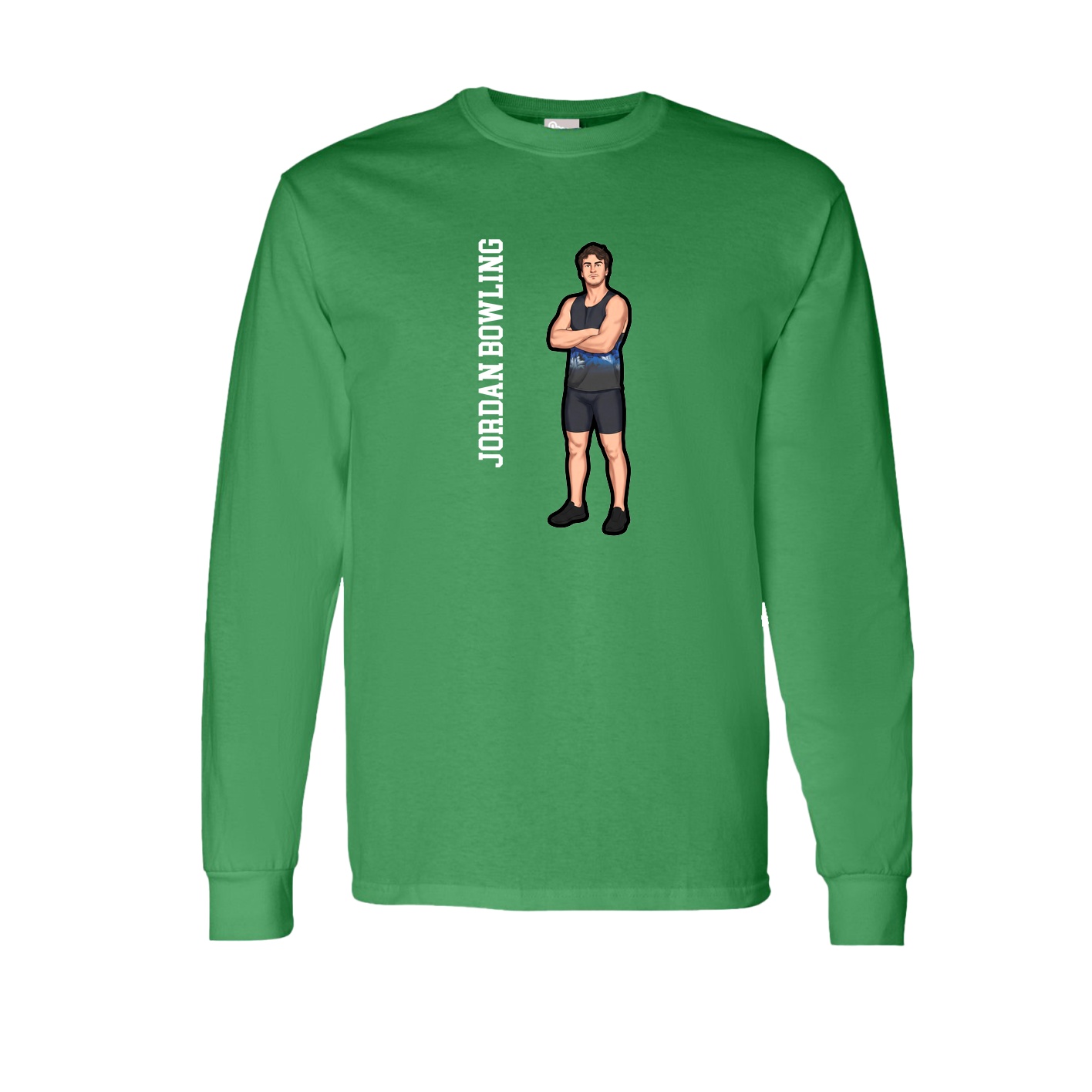 Long Sleeve Tee — Name Vertical in Green