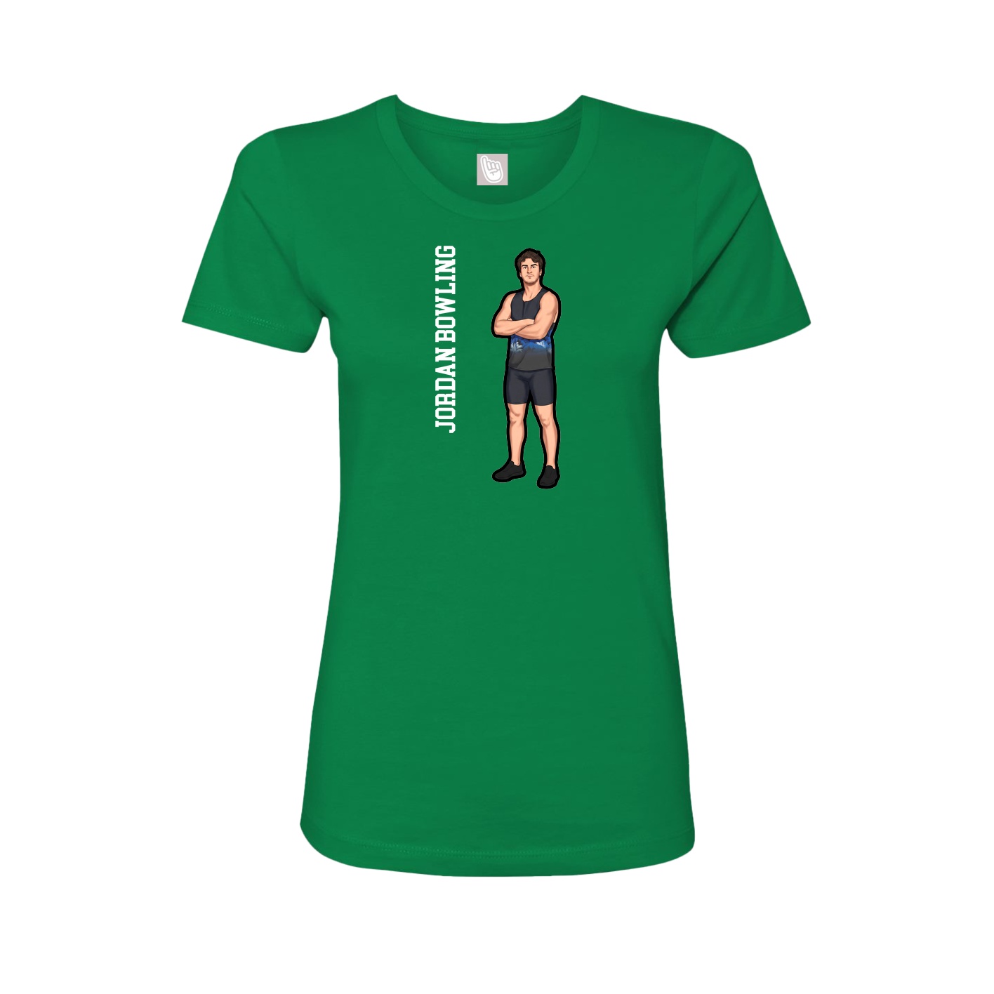 Womens Tee — Name Vertical in Green